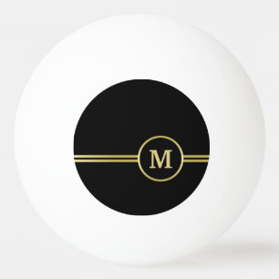 Elegant goud Gepersonaliseerd monogram op zwart Pingpongballen