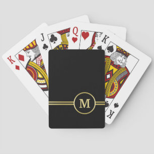 Elegant goud Gepersonaliseerd monogram op zwart Pokerkaarten