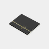 Elegant goud Gepersonaliseerd monogram op zwart Post-it® Notes (Schuin)