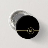 Elegant goud Gepersonaliseerd monogram op zwart Ronde Button 3,2 Cm (Voorkant /achterkant)