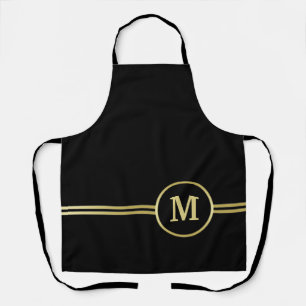 Elegant goud Gepersonaliseerd monogram op zwart Schort