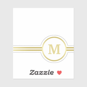 Elegant goud Gepersonaliseerd monogram op zwart Sticker
