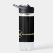 Elegant goud Gepersonaliseerd monogram op zwart Waterfles (Rechts)