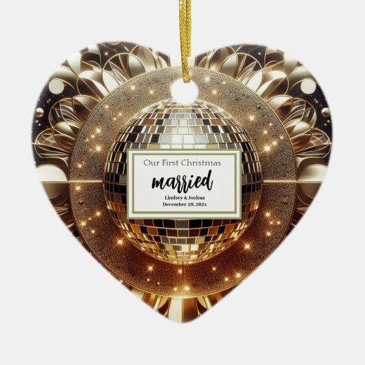 Elegant goud gepersonaliseerde eerste kerst Pas ge Keramisch Ornament (Voorkant)