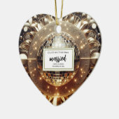 Elegant goud gepersonaliseerde eerste kerst Pas ge Keramisch Ornament (Links)