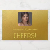 Elegant Goud Gepersonaliseerde Foto Naam Script Mi Sparkling Wijnetiket (Enkel label)