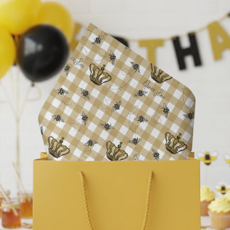 Elegant Goud Gingham Royal Queen Bijenpatroon Tissuepapier