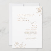 Elegant Goud Glam Bloemen Geen Ouders Bruiloft Kaart (Voorkant)