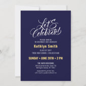 Elegant Goud Glitter Blauw Script Foto Afstuderen Kaart (Achterkant)