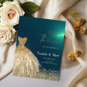 Elegant Goud Glitter Jurk Groen Save The Date