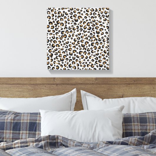 Elegant goud glitter luipaard patroon canvas afdruk (Insitu (Slaapkamer))