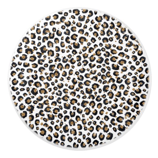 Elegant goud glitter luipaard patroon keramische knop (Voorkant)