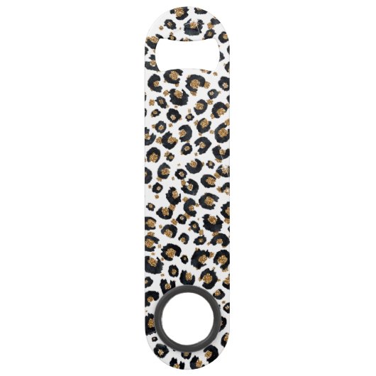 Elegant goud glitter luipaard patroon speed flessenopener (Voorkant)
