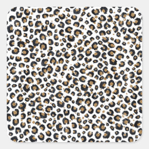 Elegant goud glitter luipaard patroon vierkante sticker