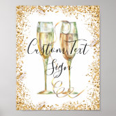 Elegant Goud Glitter Party Teken Poster (Voorkant)