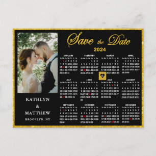Elegant Goud Glitter Script Photo Save the Date Aankondigingskaart