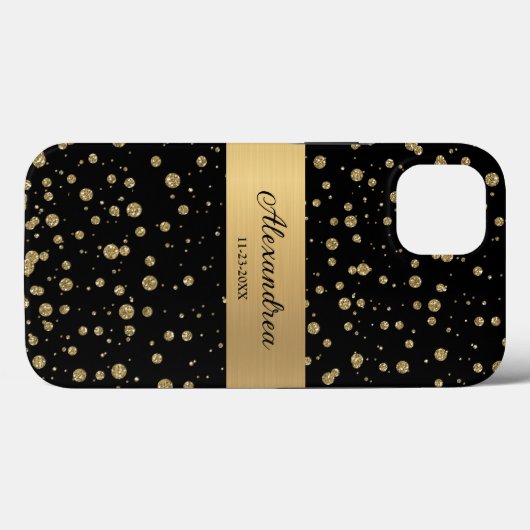 Elegant Goud Glitter Sparkle Black Personaliseer Case-Mate iPhone Case (Achterkant (horizontaal))