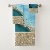 Elegant Goud Glitter Turquoise Marmer Bad Handdoek (Insitu)
