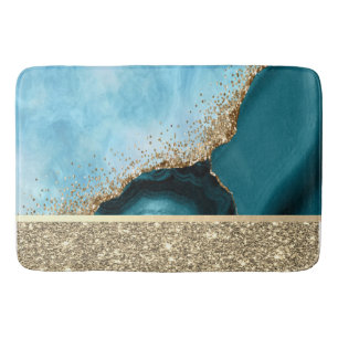 Elegant Goud Glitter Turquoise Marmer Badmat