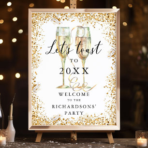 Elegant Goud Glitter Welkomstbord Poster