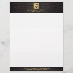 Elegant Goud Grieks Sleutel Binnenlandse Ontwerper Briefhoofd Ontwerp