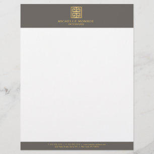 Elegant Goud Grieks Sleutel Interieur Designer Tau Briefhoofd Ontwerp