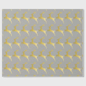 Elegant Goud Grijs Kerstmis Rendier Patroon Cadeaupapier (Vlak)