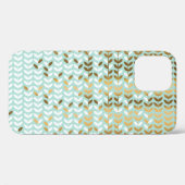 Elegant Goud Groen Bladpatroon Case-Mate iPhone Case (Achterkant (horizontaal))