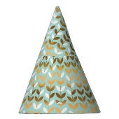 Elegant Goud Groen Bladpatroon Feesthoedjes (Rechts)