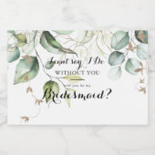 Elegant goud groen bruidsmeisje voorstel sparkling wijnetiket (Enkel label)