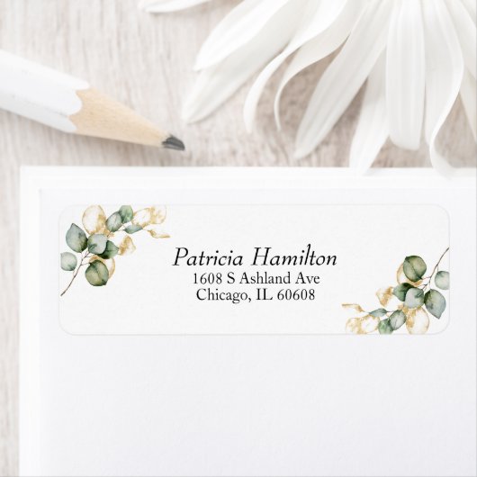 Elegant Goud Groen Bruiloft Etiket (Insitu)