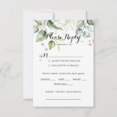 Elegant Goud Groen Bruiloft Menu Keuze RSVP (Voorkant)