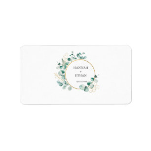 Elegant Goud Groen Eucalyptus Gepersonaliseerd Etiket