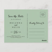 Elegant Goud Groen Horizontaal Save the Date Briefkaart (Achterkant)