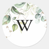 Elegant Goud Groen Monogram Bruiloft Envelop Ronde Sticker (Voorkant)