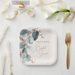 Elegant Goud Groen Sparkline Leaves Vrijgezellenfe Papieren Bordje