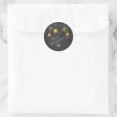 Elegant Goud Hart, Kerstballen Donker Ronde Sticker (Tas)