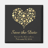 Elegant Goud Hart op Dusty Black Save the Date Magneet (Voorkant)