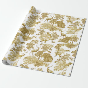 Elegant  Goud Herten Fox Haas Country Toile Cadeaupapier