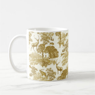Elegant Goud Herten Fox Haas Country Toile Koffiemok