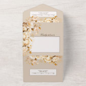 Elegant Goud & Ivoor Bloemen Bruiloft All In One Uitnodiging (Buitenkant)