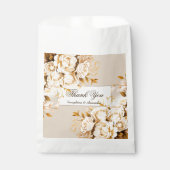 Elegant Goud & Ivoor Bloemen Bruiloft Dank u Bedankzakje (Voorkant)