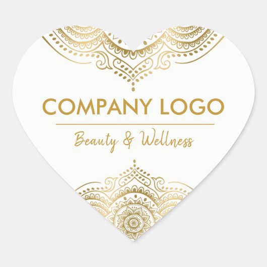 Elegant Goud Kant Mandala Hart Sticker (Voorkant)