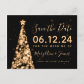 Elegant Goud Kerstmis Bruiloft Save The Date Aankondigingskaart (Voorkant)