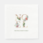 Elegant Goud Kerstmis Noel groen Bloemen Servet (Voorkant)