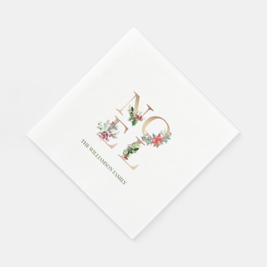 Elegant Goud Kerstmis Noel groen Bloemen Servet (Hoek)