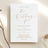 Elegant Goud Kleur Script Bruiloft Uitnodiging