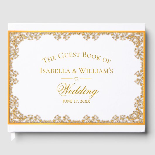 Elegant Goud Lijst Bruiloft Gastenboek (Voorkant)