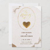 Elegant goud lijst diamant hart save the date (Voorkant)
