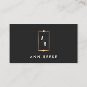 Elegant Goud Lijst Monogram Modern Zwart Visitekaartje